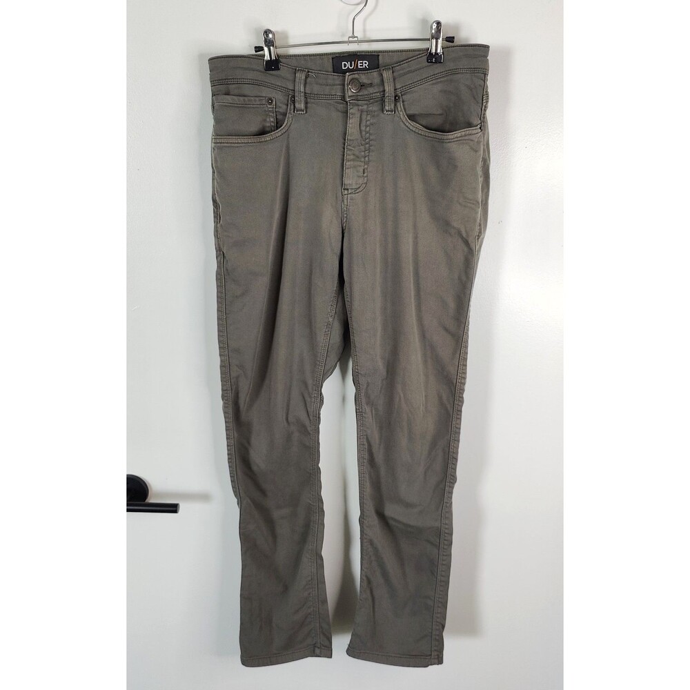 DU/ER No Sweat N2X Relaxed Taper Pants Stretch 30x29 Mens Green Chino DUER